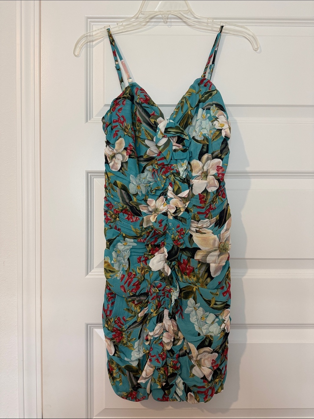 Lovers + Friends Teal Floral Mini Dress with White & Pink Accents